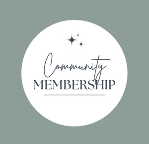 White circle with 'Community Membership' text on a gray background