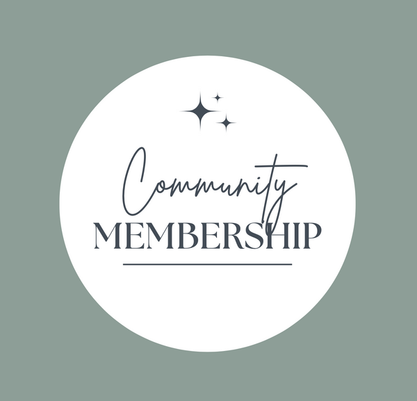 White circle with 'Community Membership' text on a gray background